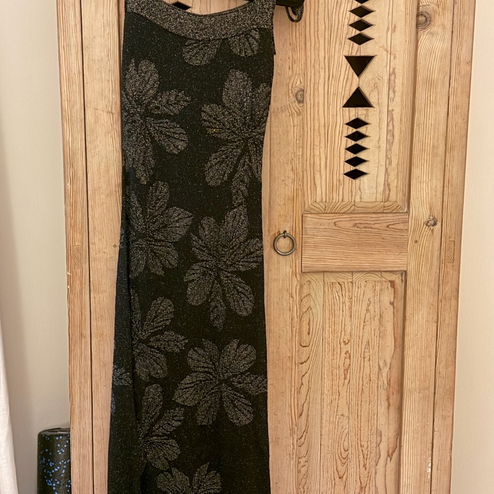 Free People Black Maxi Dress with Metallic Floral Pattern - Picture 1 of 3